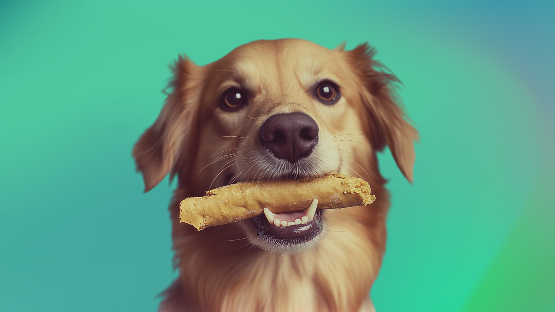 Paper-Summary-Hunde-und-Emotionen-1-Site-2 Dog chewing a toy on green background, illustrating post-training memory boost